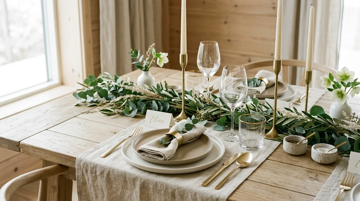Layer plates and napkins to give the setting more depth inspiration for a holiday dining table.